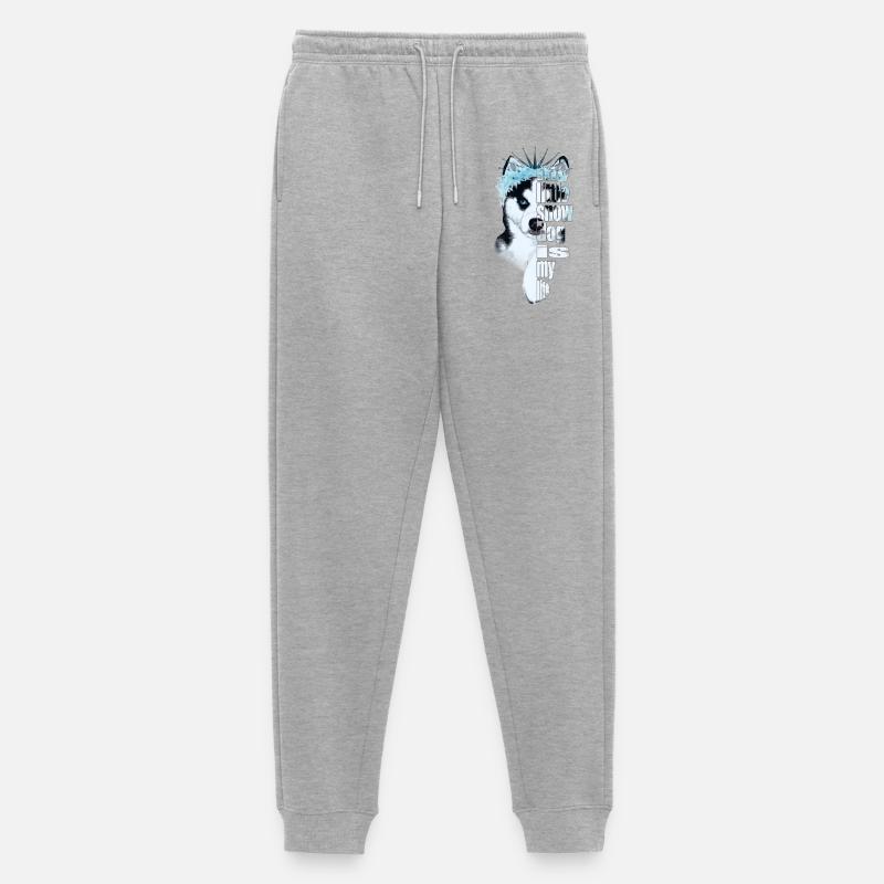 Eisbedeckter Husky mit Spruch - Männer Premium Bio Jogginghose - Grau meliert