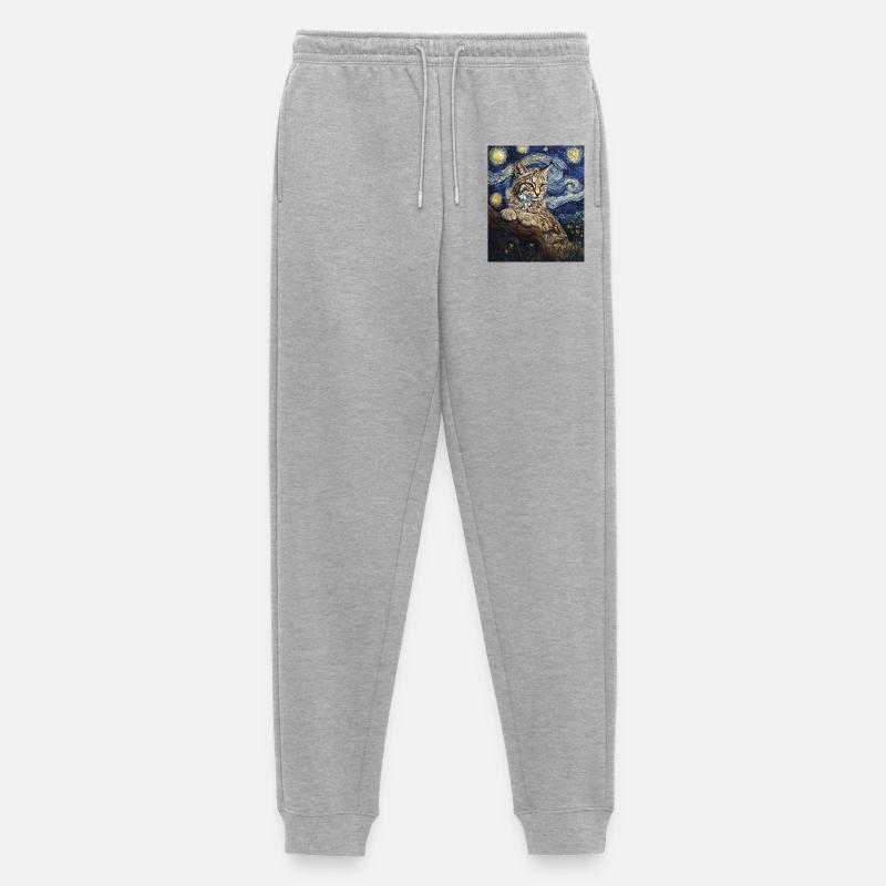 Luchs Van Gogh Style Starry  - Männer Premium Bio Jogginghose - Grau meliert