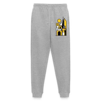 Abstraktes Stadtbild in Gelb Schwarz - Männer Premium Bio Jogginghose - Grau meliert - Vorne - Thijin (182cm)