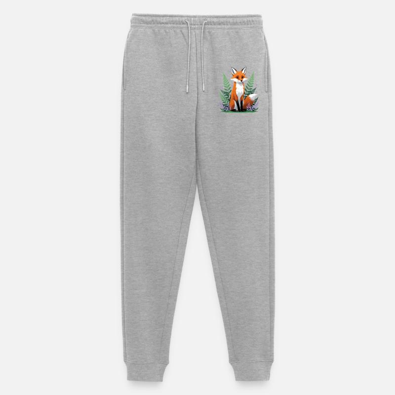 Wald-Fuchs mit Blumen und Blättern - Männer Premium Bio Jogginghose - Grau meliert