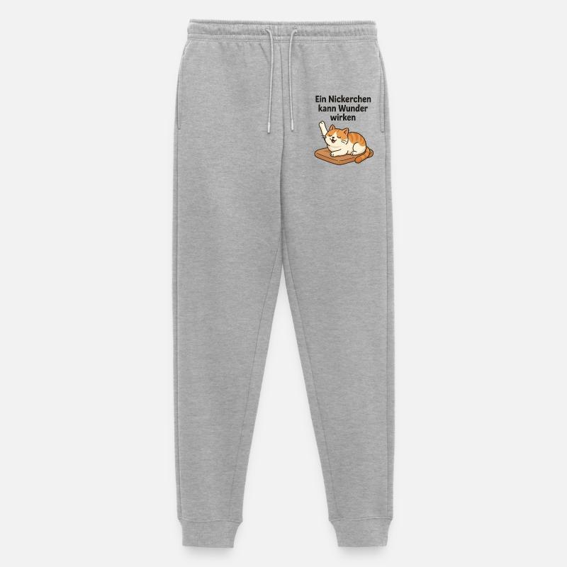 Witziges Kätzchen Nickerchen  - Männer Premium Bio Jogginghose - Grau meliert