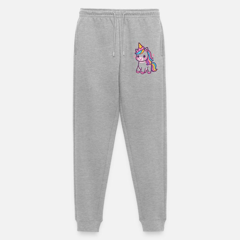 Buntes Einhorn mit Regenbogenmähne - Männer Premium Bio Jogginghose - Grau meliert