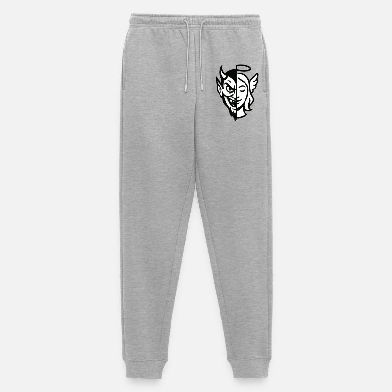 Split Face Dämon Engel - Männer Premium Bio Jogginghose - Grau meliert