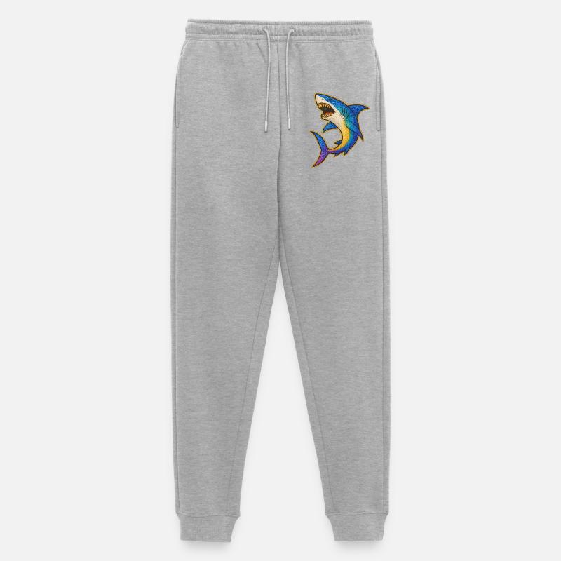 Hai | Rainbow Shark Patch Art - Männer Premium Bio Jogginghose - Grau meliert