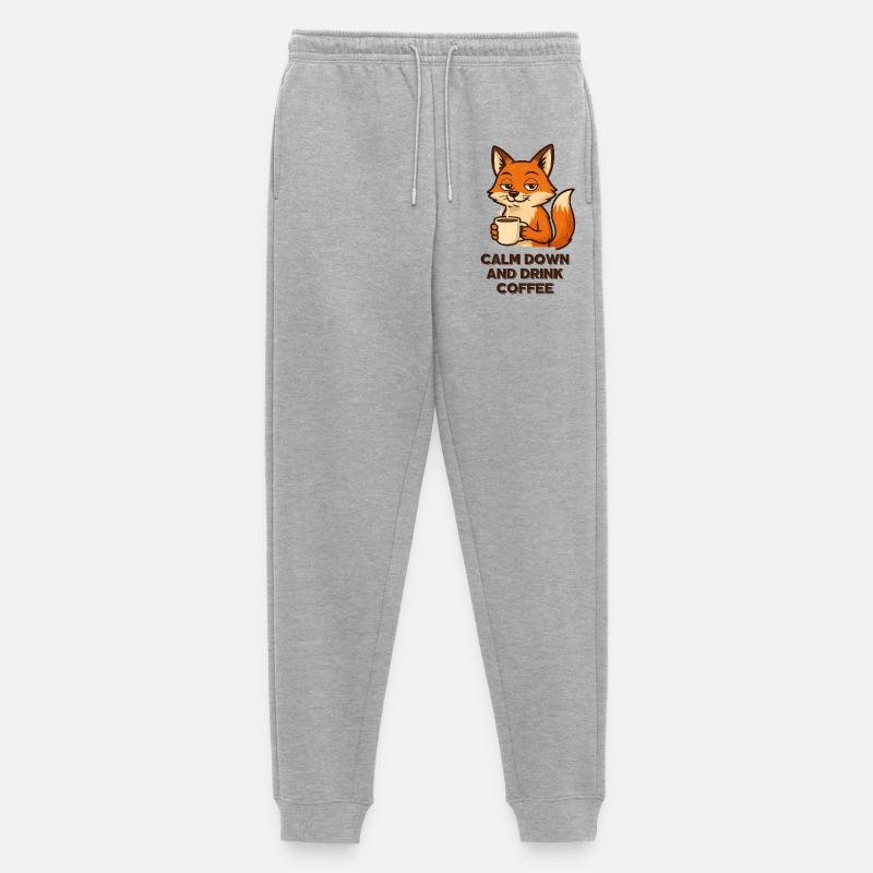 Kaffee Fuchs Chillmodus Espresso Design Tiere - Männer Premium Bio Jogginghose - Grau meliert