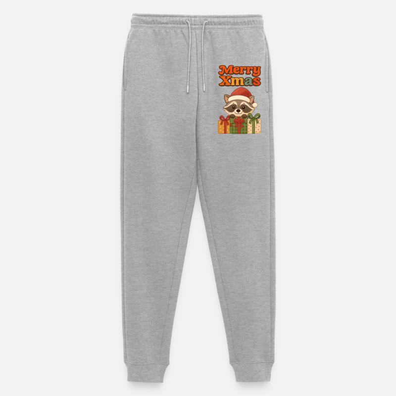 Weihnachts Waschbär mit Geschenken - Männer Premium Bio Jogginghose - Grau meliert
