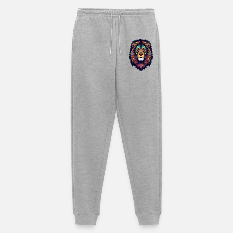 Leuchtender Löwe Farbexplosion - Männer Premium Bio Jogginghose - Grau meliert