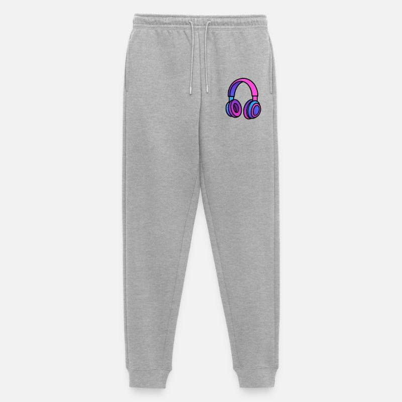 Neon Gradient Kopfhörer Illustration - Männer Premium Bio Jogginghose - Grau meliert
