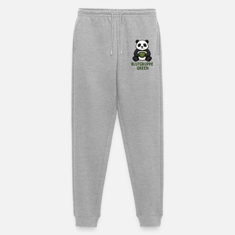 Blutgruppe Green Panda Tee Design  - Männer Premium Bio Jogginghose - Grau meliert