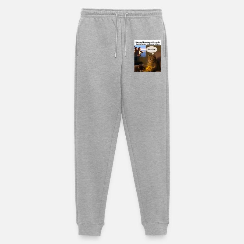 Katze Meme Push Romantik - Männer Premium Bio Jogginghose - Grau meliert