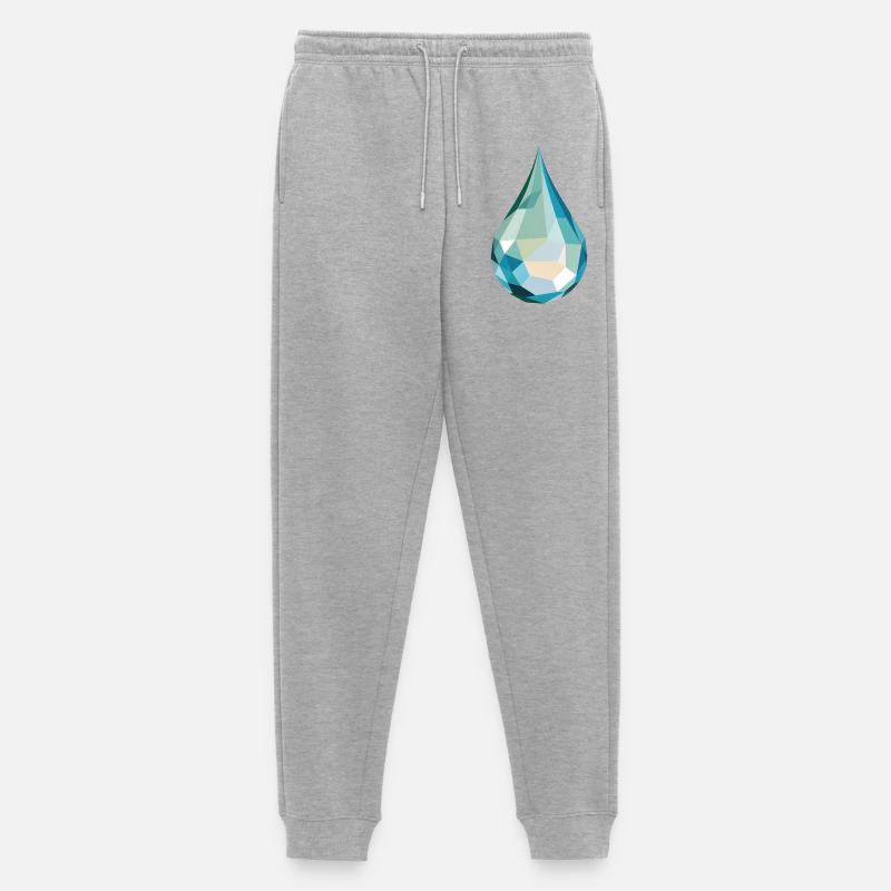 Wassertropfen - Cooles Low Poly Logo - Männer Premium Bio Jogginghose - Grau meliert