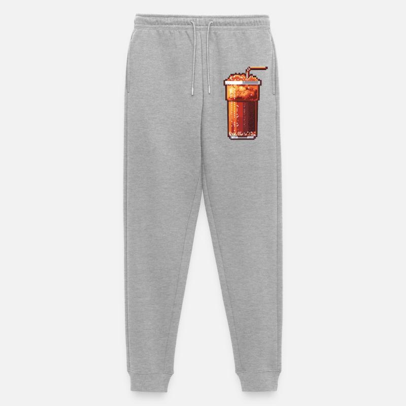 Pixel Cola Glas mit Eis - Männer Premium Bio Jogginghose - Grau meliert