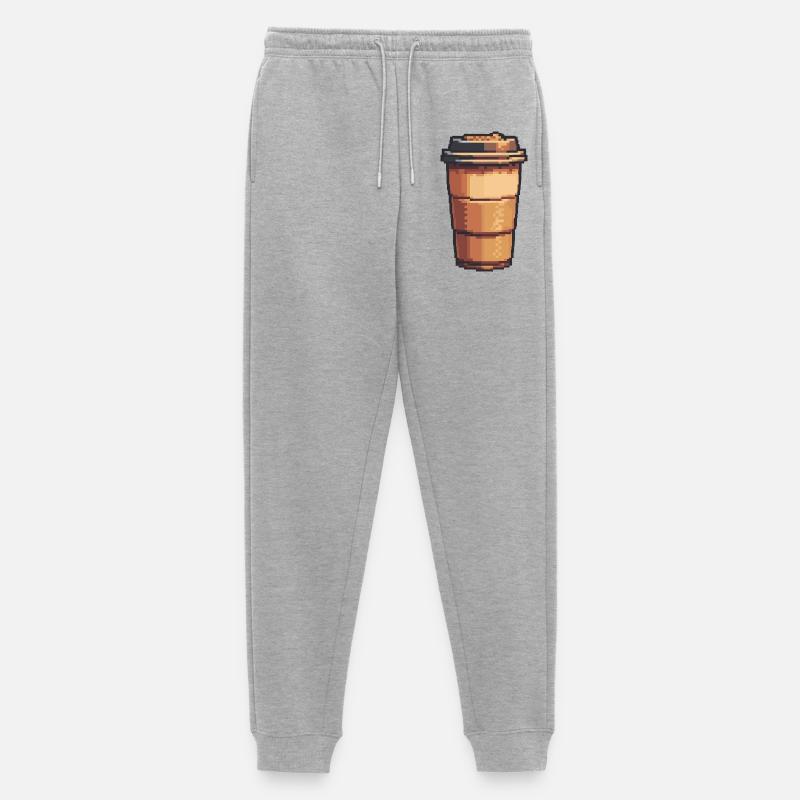 Pixel Kaffeebecher Kunst - Männer Premium Bio Jogginghose - Grau meliert