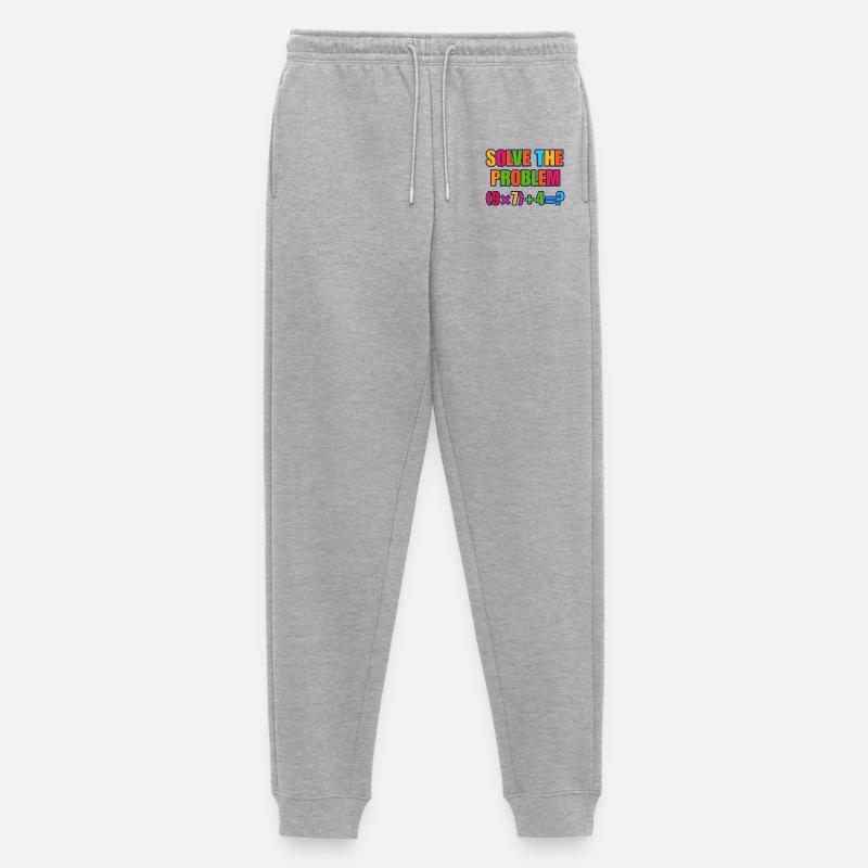 67 Meme, Solve the Problem Math Puzzle  - Men's Premium Organic Joggers - heather grey