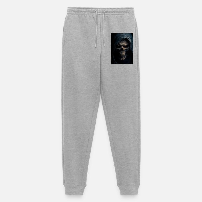Schädel mit Kapuze Sensenmann - Männer Premium Bio Jogginghose - Grau meliert