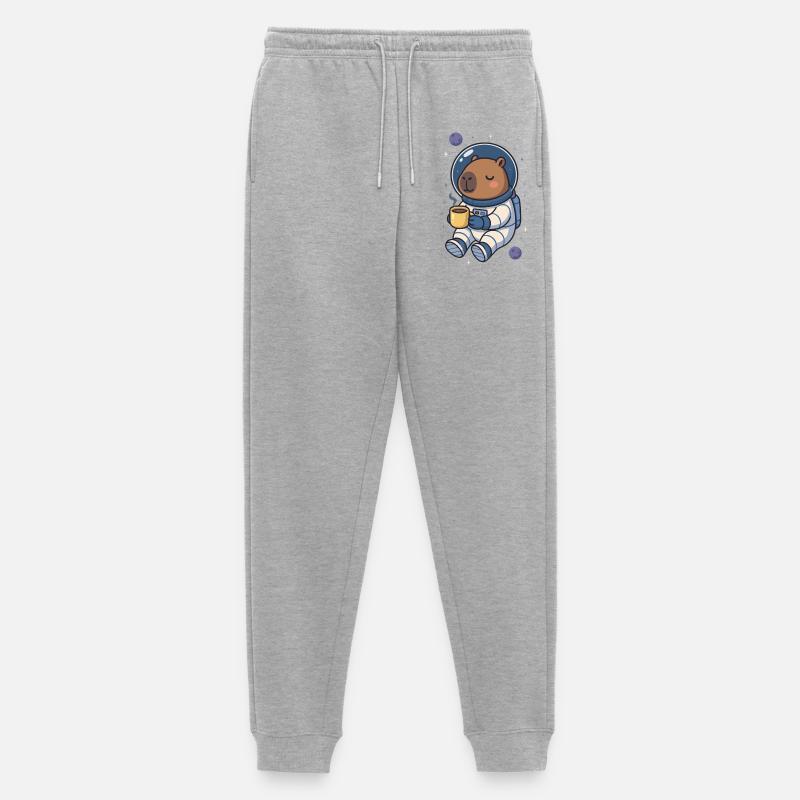 Capybara Astronaut – Kaffee im All ☕🪐 - Männer Premium Bio Jogginghose - Grau meliert