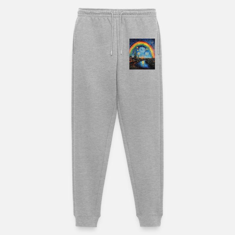 Regenbogen Van Gogh Style Starry Night - Männer Premium Bio Jogginghose - Grau meliert