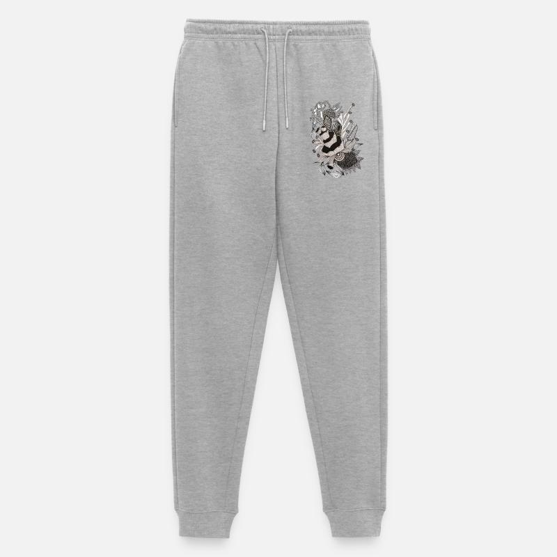 Monochrome Panda Blüten Illustration - Männer Premium Bio Jogginghose - Grau meliert