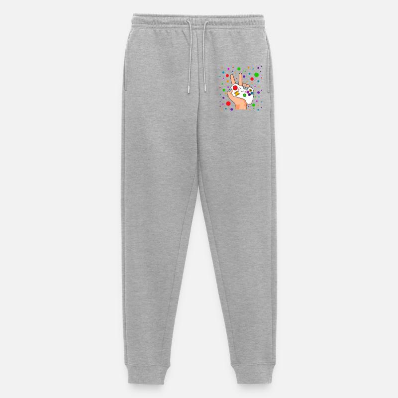 Peace-Zeichen-Controller Pop - Männer Premium Bio Jogginghose - Grau meliert