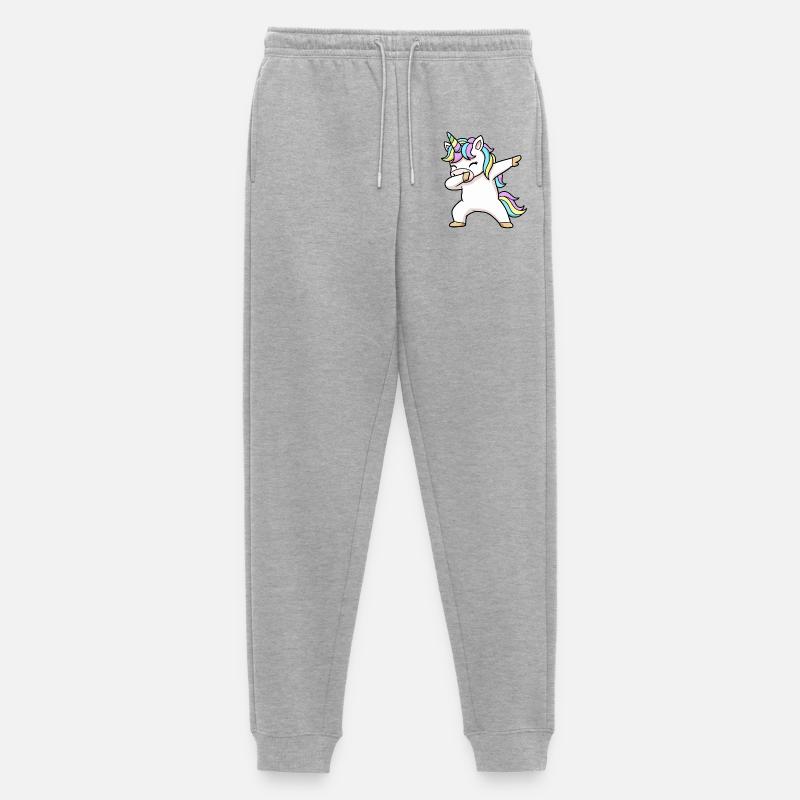 Buntes Einhorn in Dab Position  - Männer Premium Bio Jogginghose - Grau meliert