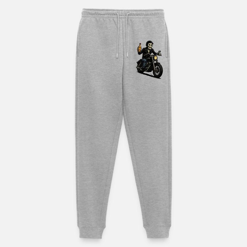 Skelett-Biker mit Flasche - Männer Premium Bio Jogginghose - Grau meliert