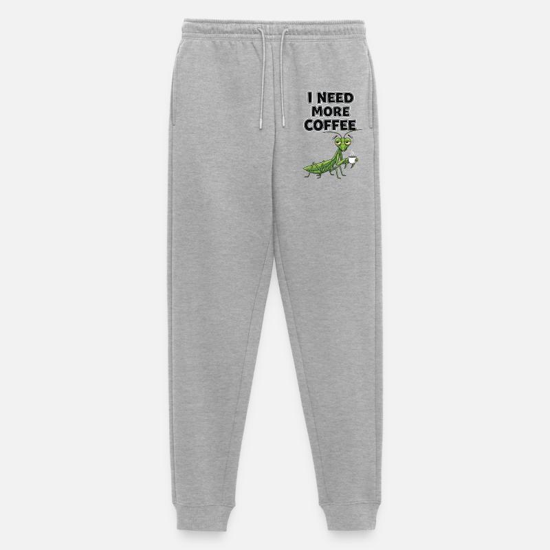 Ich brauche mehr Kaffee Mantis - Männer Premium Bio Jogginghose - Grau meliert