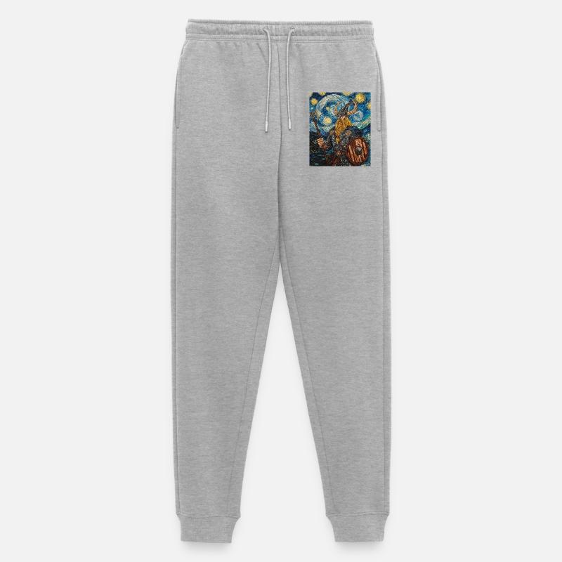 Wikinger Van Gogh Style - Männer Premium Bio Jogginghose - Grau meliert