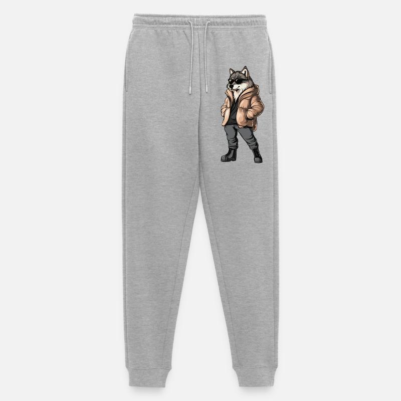 Wolf Cool Winter - Männer Premium Bio Jogginghose - Grau meliert