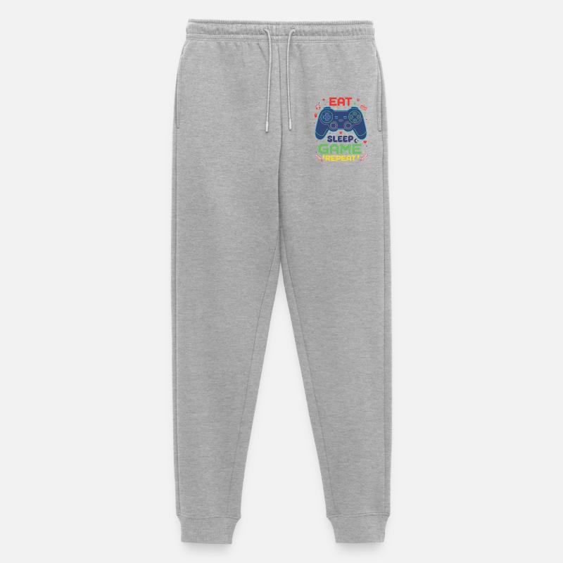 Eat Sleep Game Repeat Neon Controller - Männer Premium Bio Jogginghose - Grau meliert