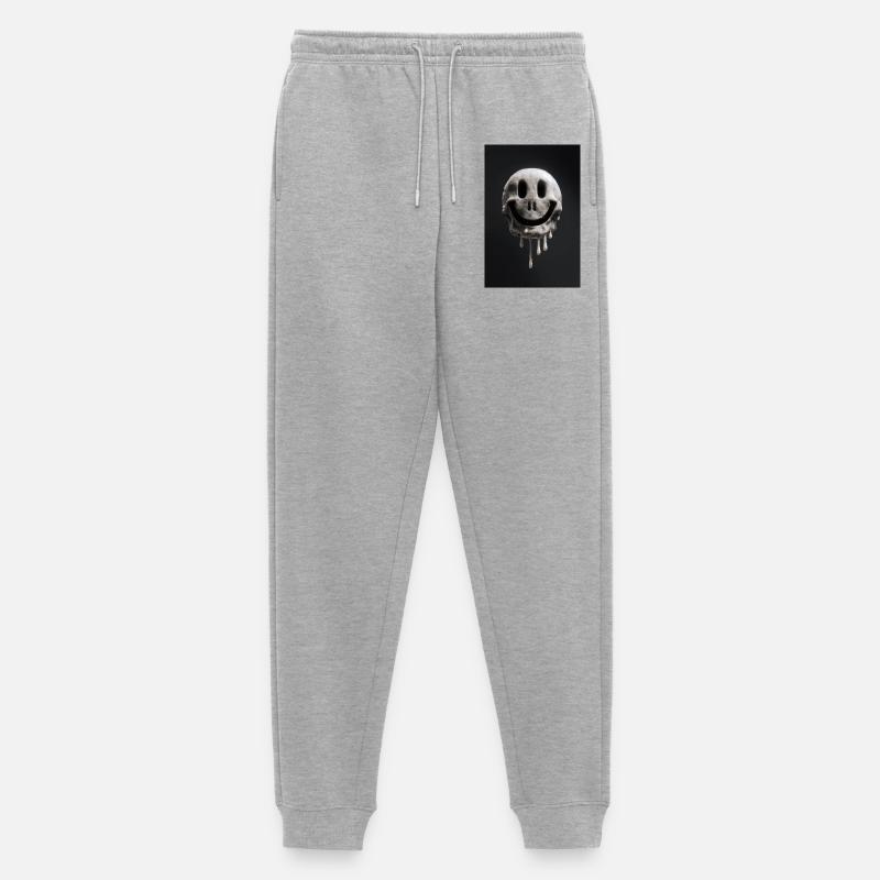 Schmelzender Smiley Schädel - Männer Premium Bio Jogginghose - Grau meliert