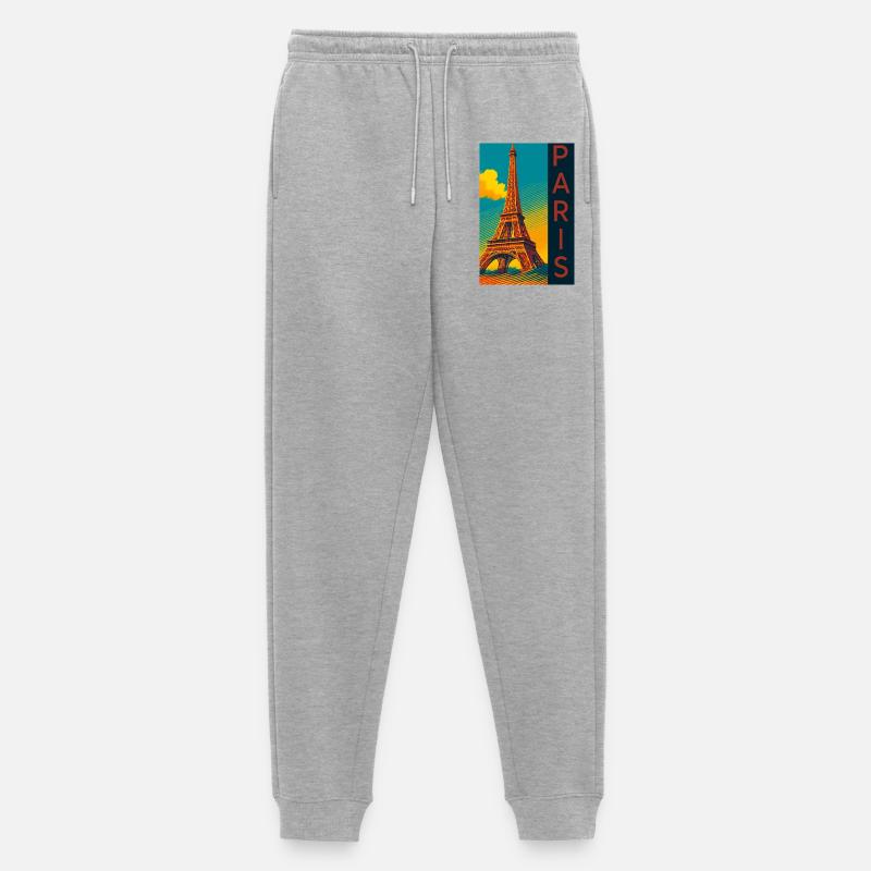 Paris PopArt Skyline Eiffelturm - Männer Premium Bio Jogginghose - Grau meliert