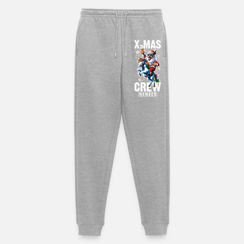 Weihnachts Crew Weihnachtsmann Einhorn - Männer Premium Bio Jogginghose - Grau meliert