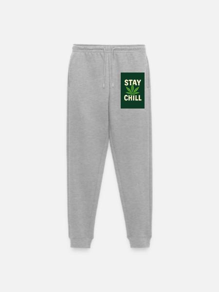 Stay Chill Cannabis Leaf - Men's Premium Organic Joggers - heather grey