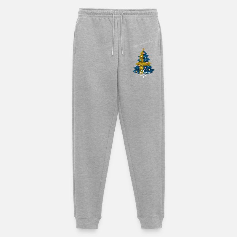 Weihnachtsbaum mit Schweden-Flagge - Männer Premium Bio Jogginghose - Grau meliert
