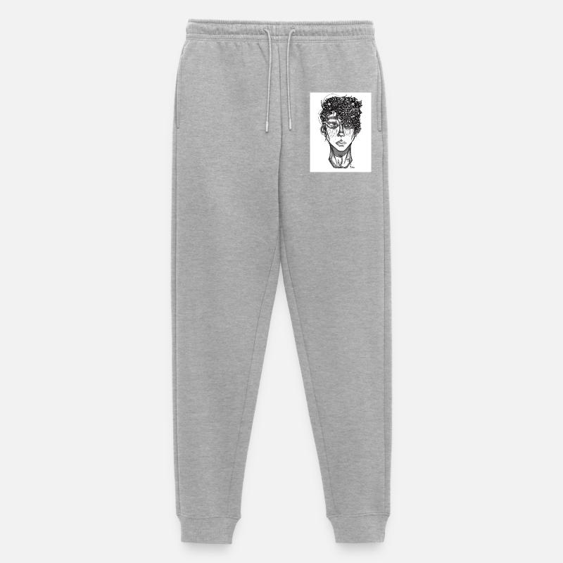 Doodle The Face - Männer Premium Bio Jogginghose - Grau meliert