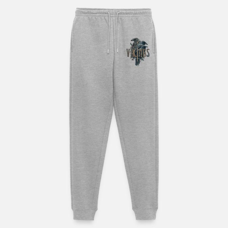 Odin-Crows-Vikings-Sword-Edda - Männer Premium Bio Jogginghose - Grau meliert