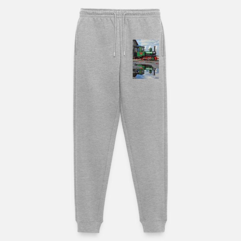 Reflexion der Dampflokomotive - Männer Premium Bio Jogginghose - Grau meliert