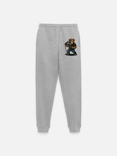 Rock Singer Bulldog with Microphone Art - Men's Premium Organic Joggers - heather grey