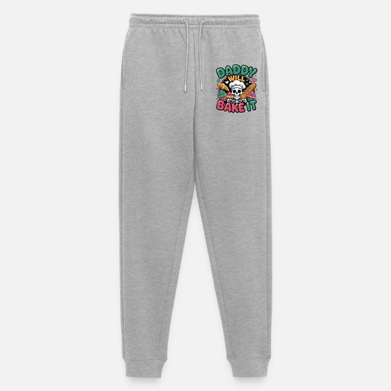 Daddy Will Bake It Skull Chef - Männer Premium Bio Jogginghose - Grau meliert