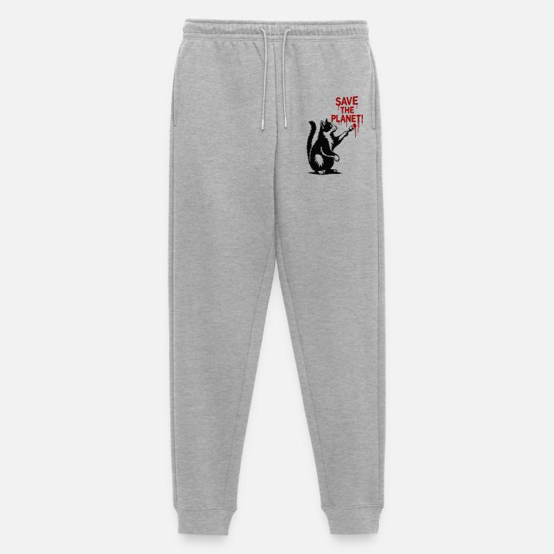 Planetenschutz Katze Kunst - Männer Premium Bio Jogginghose - Grau meliert