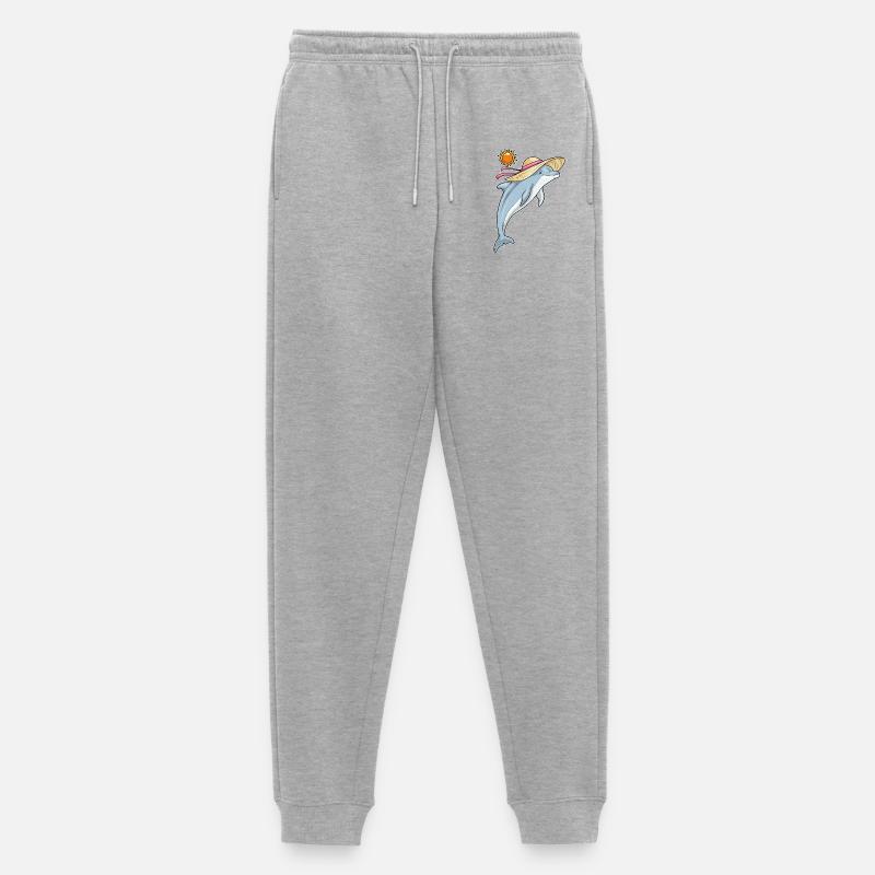 Delfin Strand Strohhut Sommer - Männer Premium Bio Jogginghose - Grau meliert