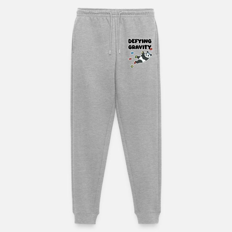 Chill Panda Climbing | Defying Gravity Bouldering - Männer Premium Bio Jogginghose - Grau meliert
