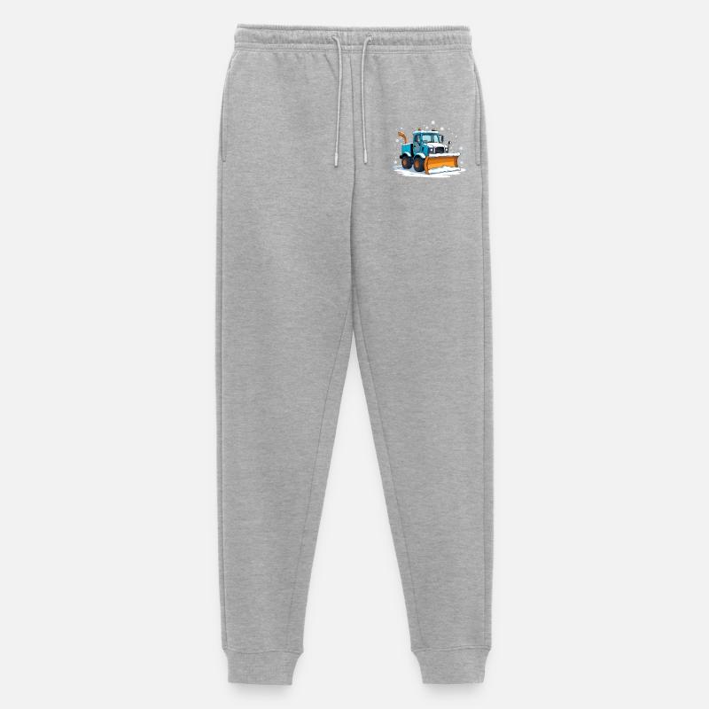 Blauer Cartoon Schneepflug - Männer Premium Bio Jogginghose - Grau meliert
