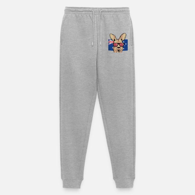 Känguru mit Sonnenbrillen Aussie Flagge - Männer Premium Bio Jogginghose - Grau meliert