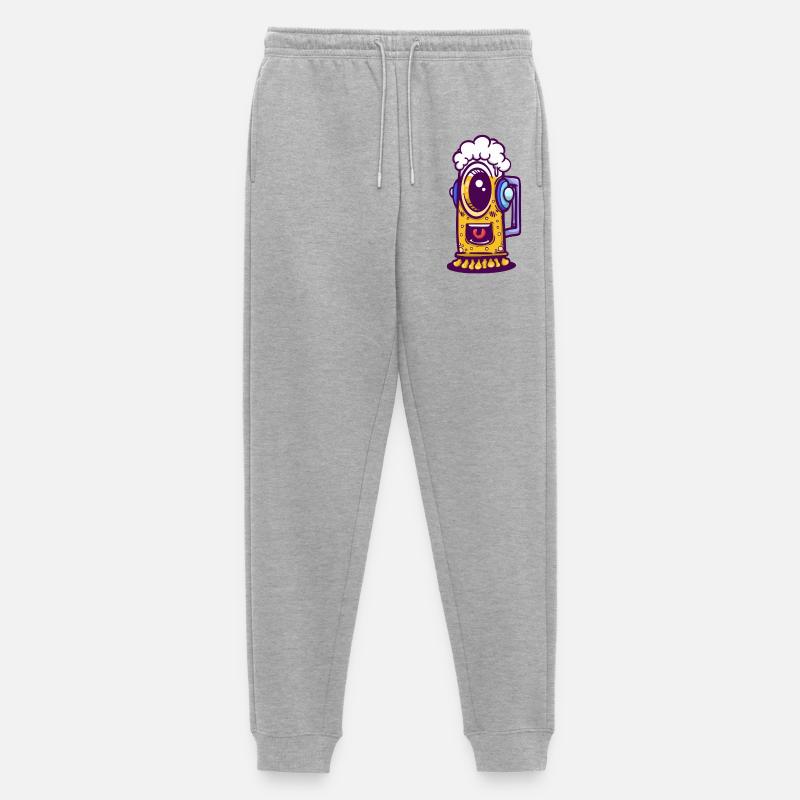 Ojo-Kaffeemaschine mit Kopfhörern - Männer Premium Bio Jogginghose - Grau meliert