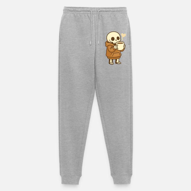 Cozy Kaffee Skelett – Kawaii Cute - Männer Premium Bio Jogginghose - Grau meliert