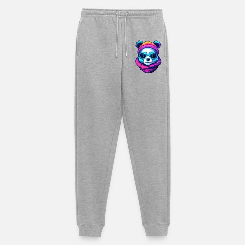 Neon-Regenbogenbär-Straßenstil mit Sonnenbrille - Männer Premium Bio Jogginghose - Grau meliert