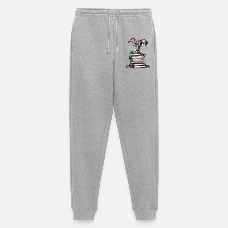 Süßes Windhund-Lesebuch mit Brille - Männer Premium Bio Jogginghose - Grau meliert
