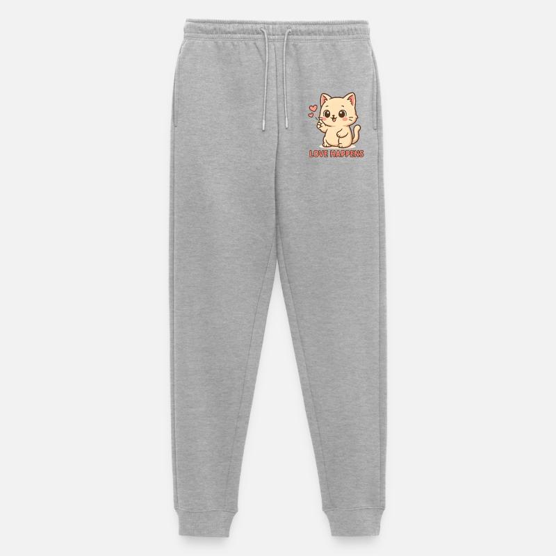 Liebe geschieht: Kätzchen mit Herz - Männer Premium Bio Jogginghose - Grau meliert