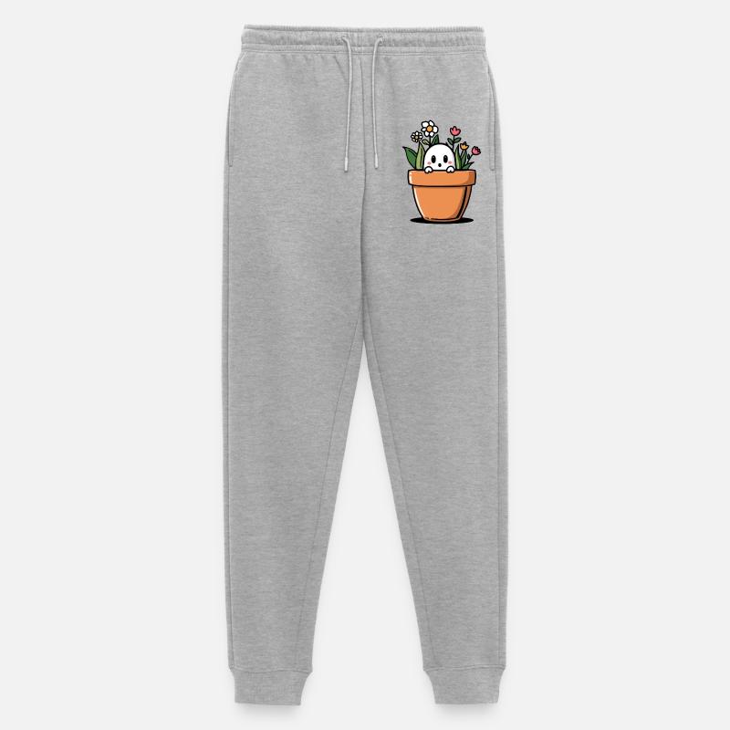 Schüchterner Geist hinter Blumentopf - Männer Premium Bio Jogginghose - Grau meliert